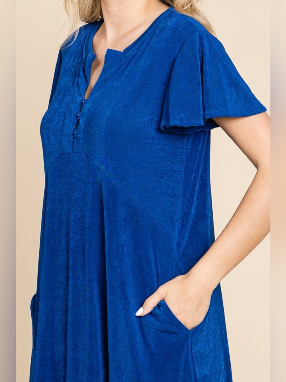 Culture Code Full Size Short Sleeve Ruffled Asymmetric Hem Dress - Picture 4 of 4